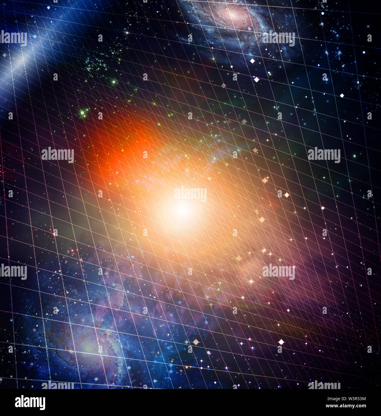 Sci - Fi composition. Deep Space, supernova and bright galaxies Stock Photo