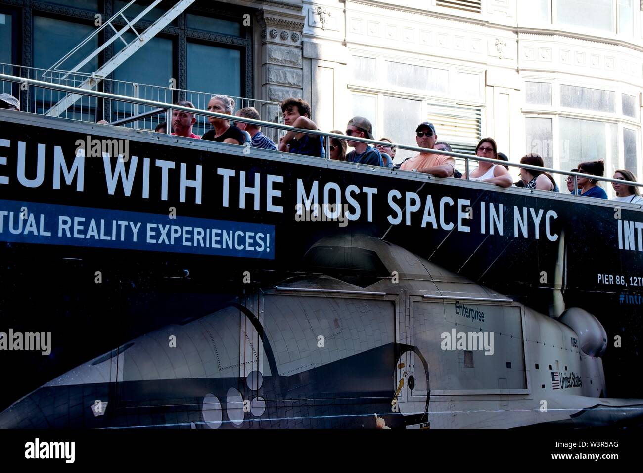 Tour Bus on Fifth Avenue, New York City Stock Photo