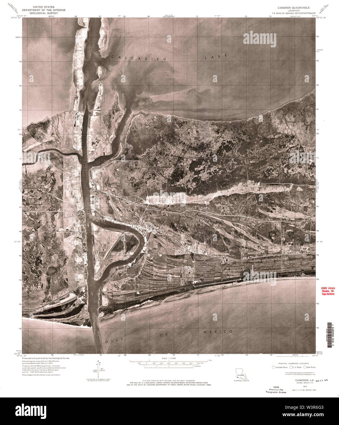 USGS TOPO Map Louisiana LA Cameron 331590 1960 24000 Restoration Stock Photo