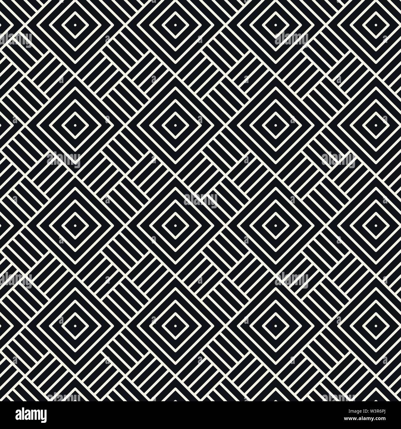 Vector seamless pattern. Repeating abstract background. Black and white ...