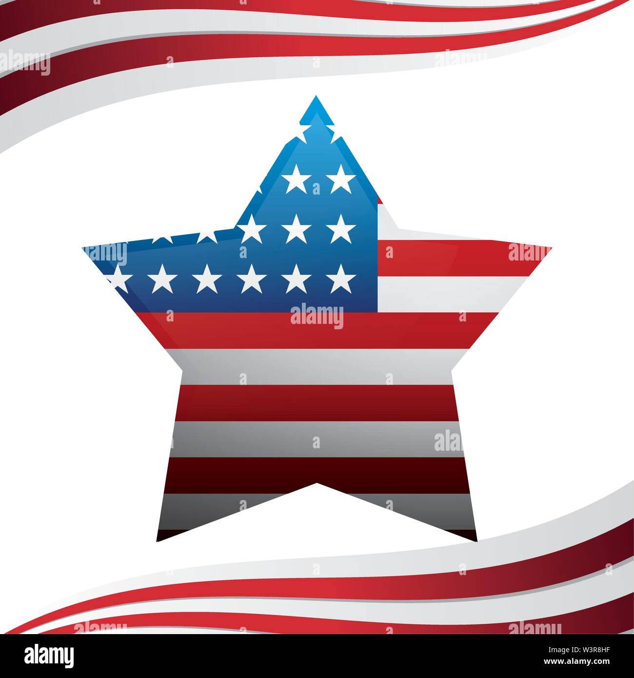 united state of american flag in star shape vector illustration design ...