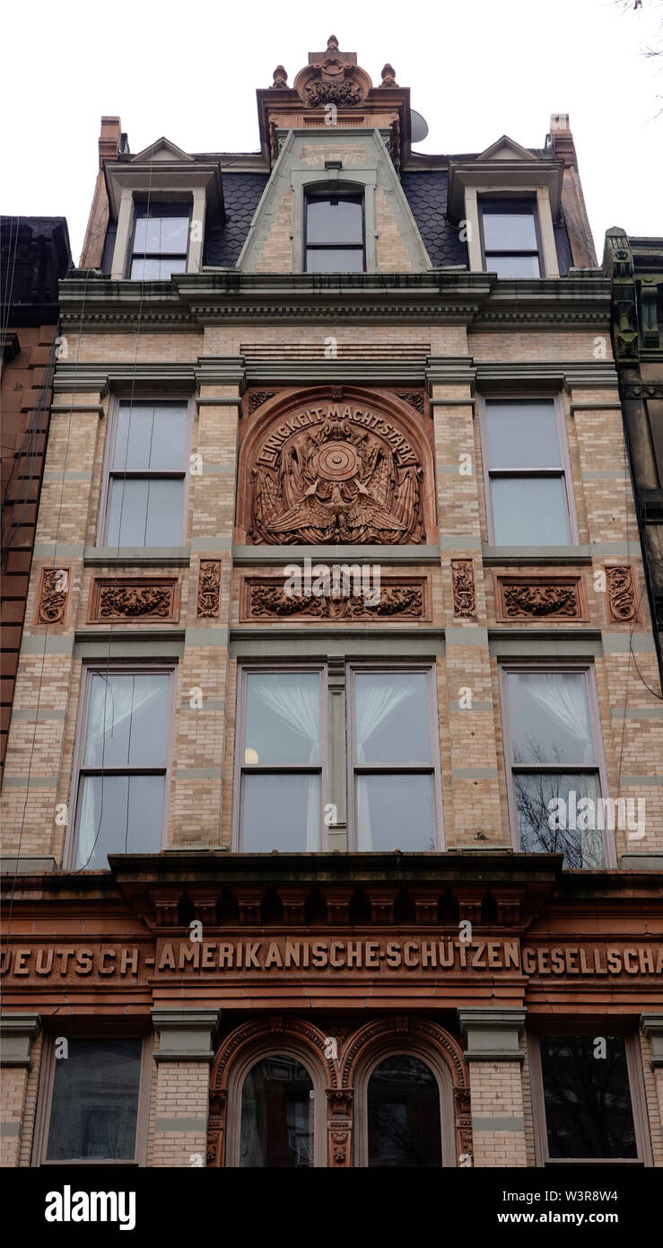 German American shooting society clubhouse 12 St. Marks Place NYC Stock Photo