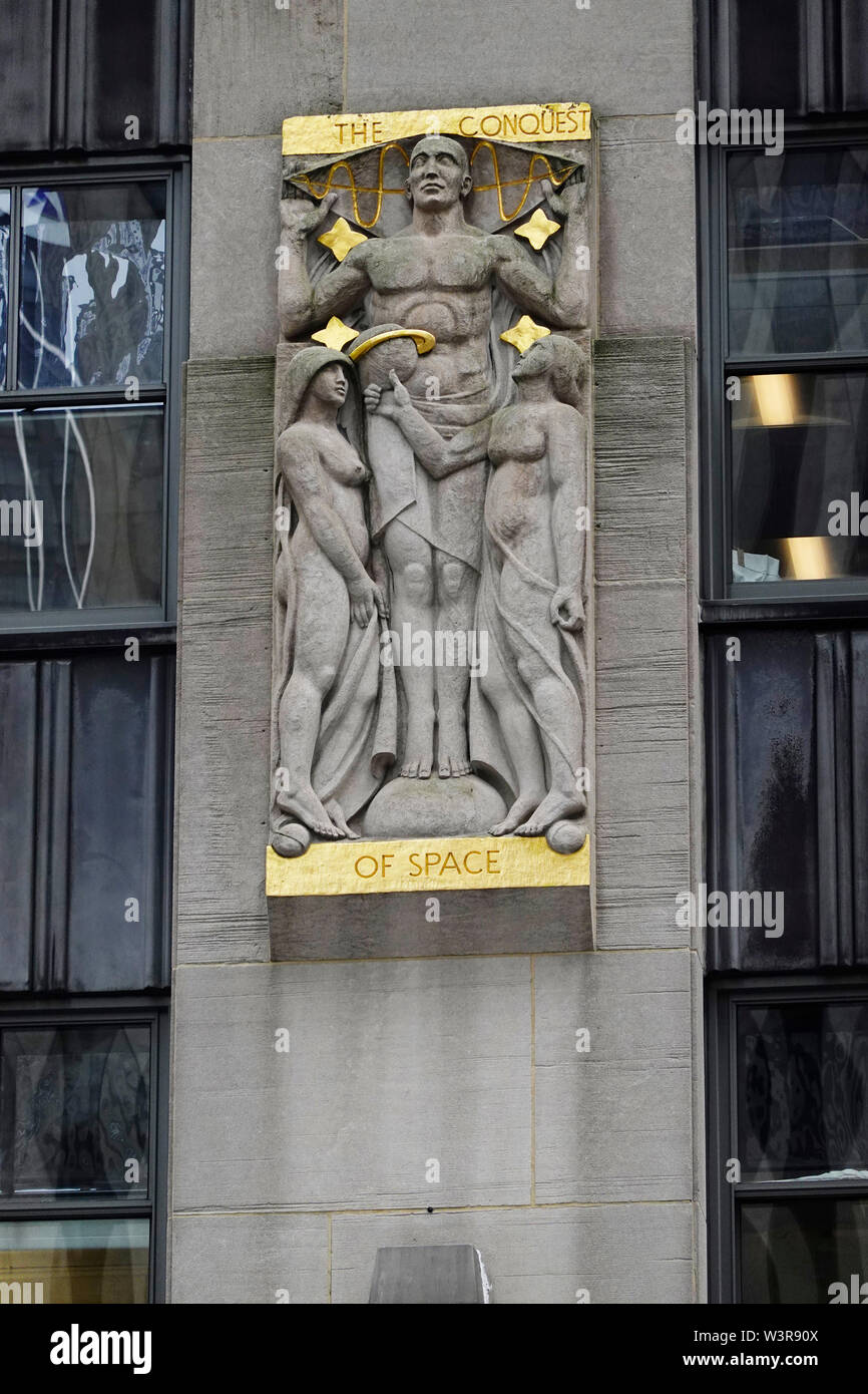 Aspects of Mankind stone carvings at Rockefeller Center NYC Stock Photo ...
