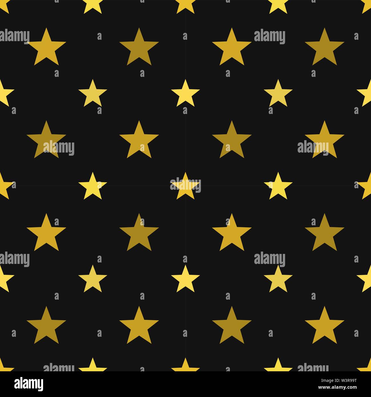 Gold stars on black background seamless pattern. Vector illustration ...