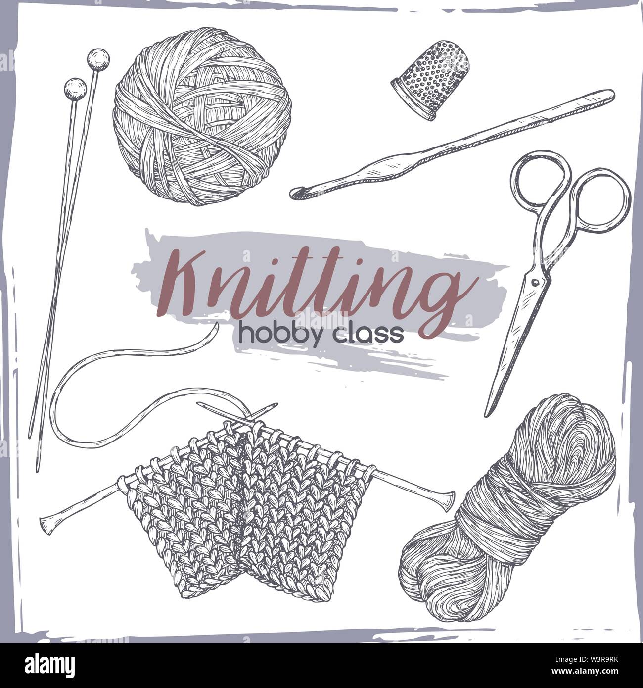 Vintage knitting tools hand drawn sketch. Hobby class series. Great for  knitting publications, hobby and handicraft sites or blogs Stock Vector  Image & Art - Alamy