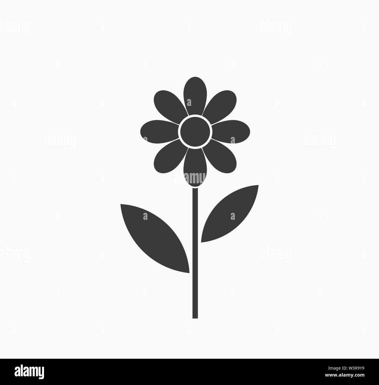 Simple black daisy flower icon. Vector illustration Stock Vector Image