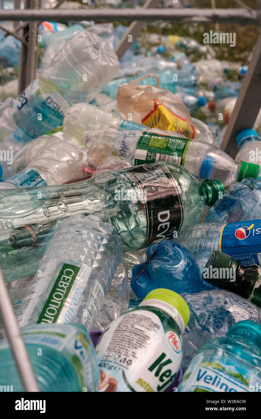 Plastic Bottles waste. Ecology concept Stock Photo