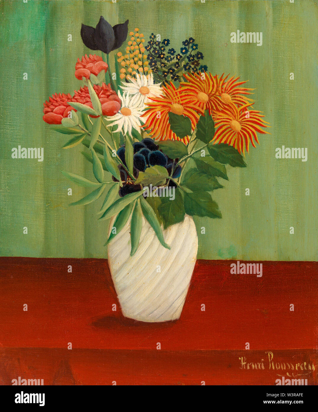 Henri Rousseau, Bouquet of Flowers with China Asters and Tokyos, still ...