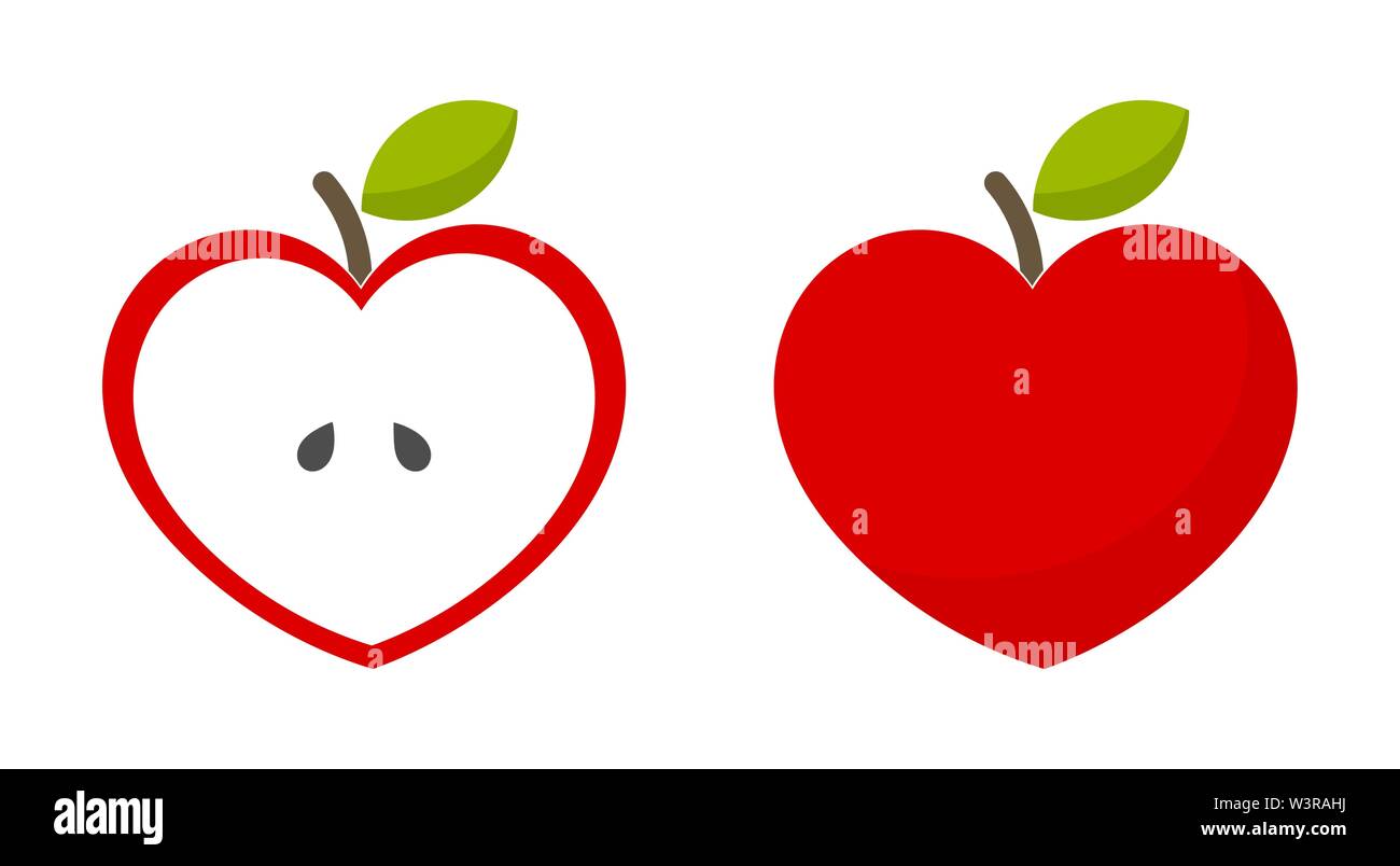 Red heart shaped apple icons. Vector illustration Stock Vector Image