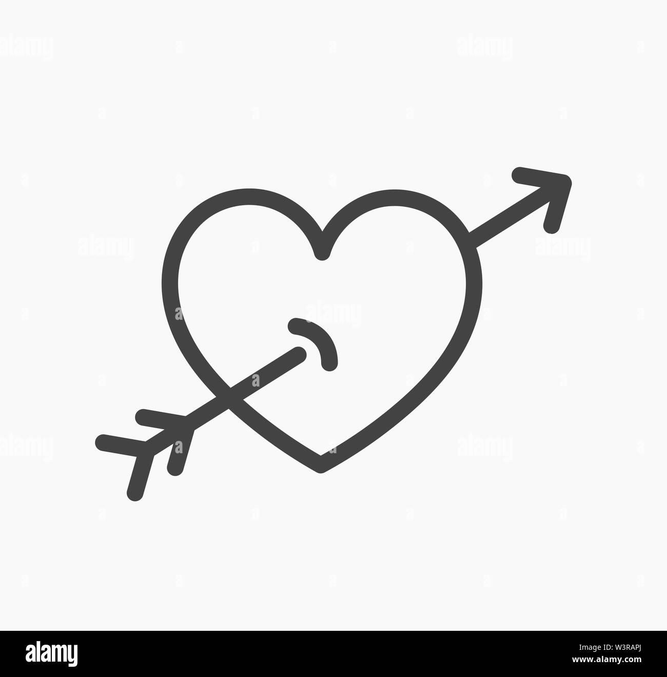 Heart pierced by an arrow line icon. Vector illustration Stock Vector