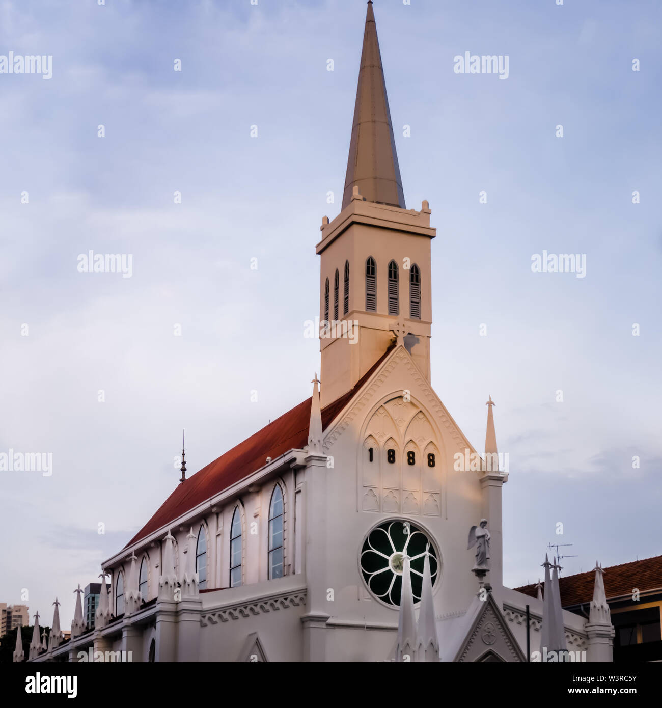 Singapore - Sept 29, 2018: The Church of Our Lady of Lourdes was built between 1886 and 1888, it is  located at 50 Ophir Road, near Serangoon Road. Stock Photo