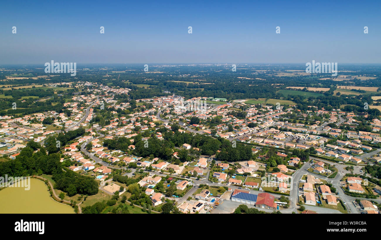 Aerial view of Nesmy city in Vendee Stock Photo
