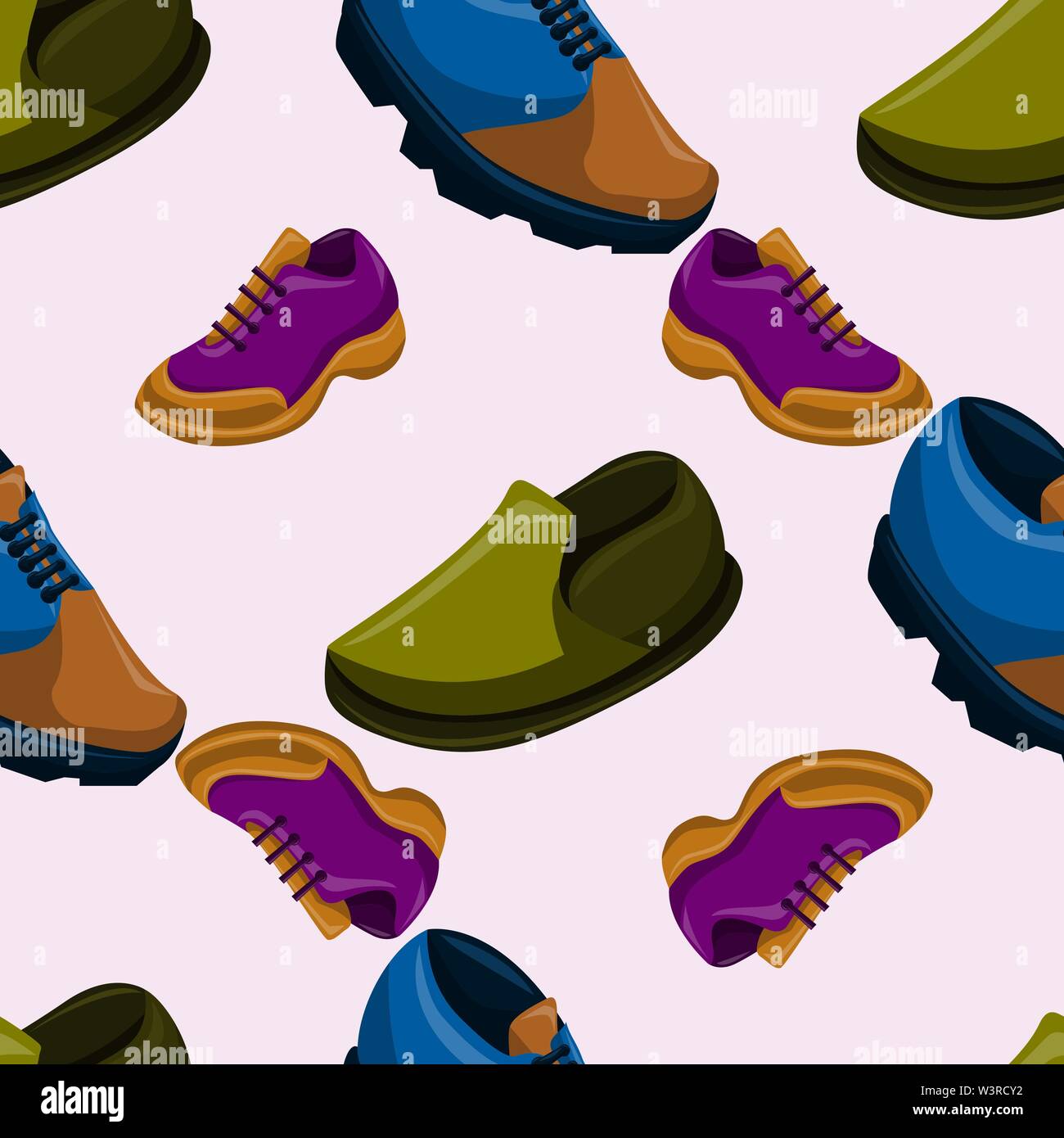 Shoes Flat Color Background Seamless Pattern Stock Vector Image & Art ...