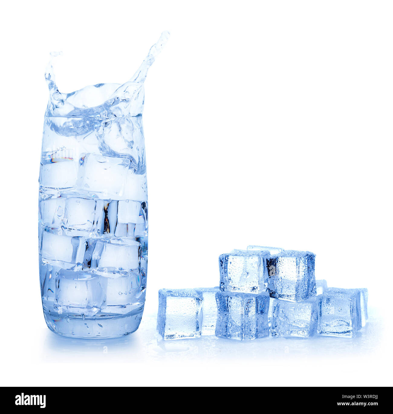Glass of water with ice cubes isolated on white background Stock Photo ...