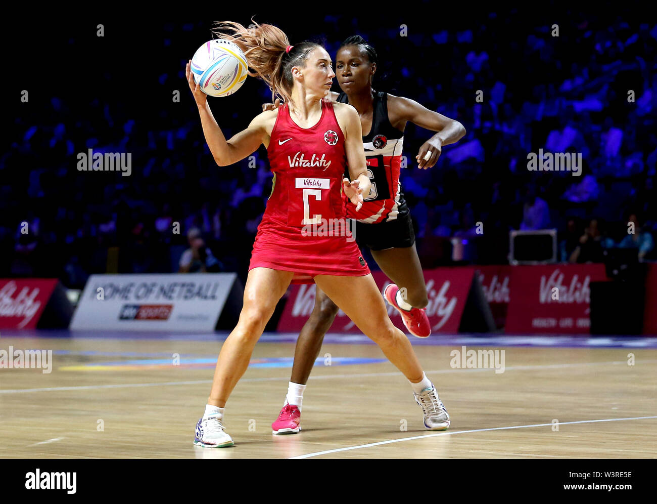 England's Jade Clarke (left) and Trinidad and Tobago's Candice Guerero