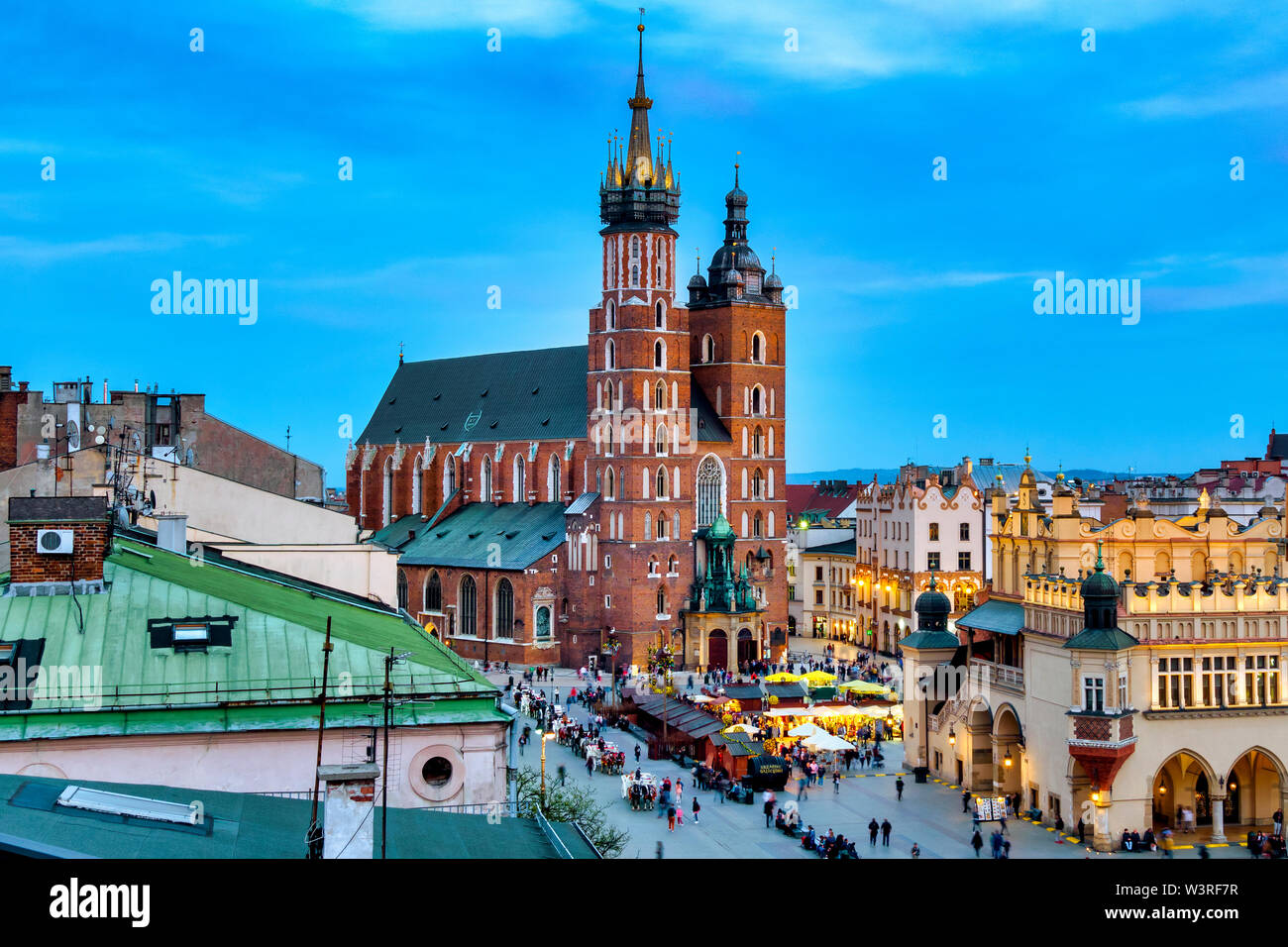 Main Square and surrounding rooftps, Krakow, Poland Stock Photo