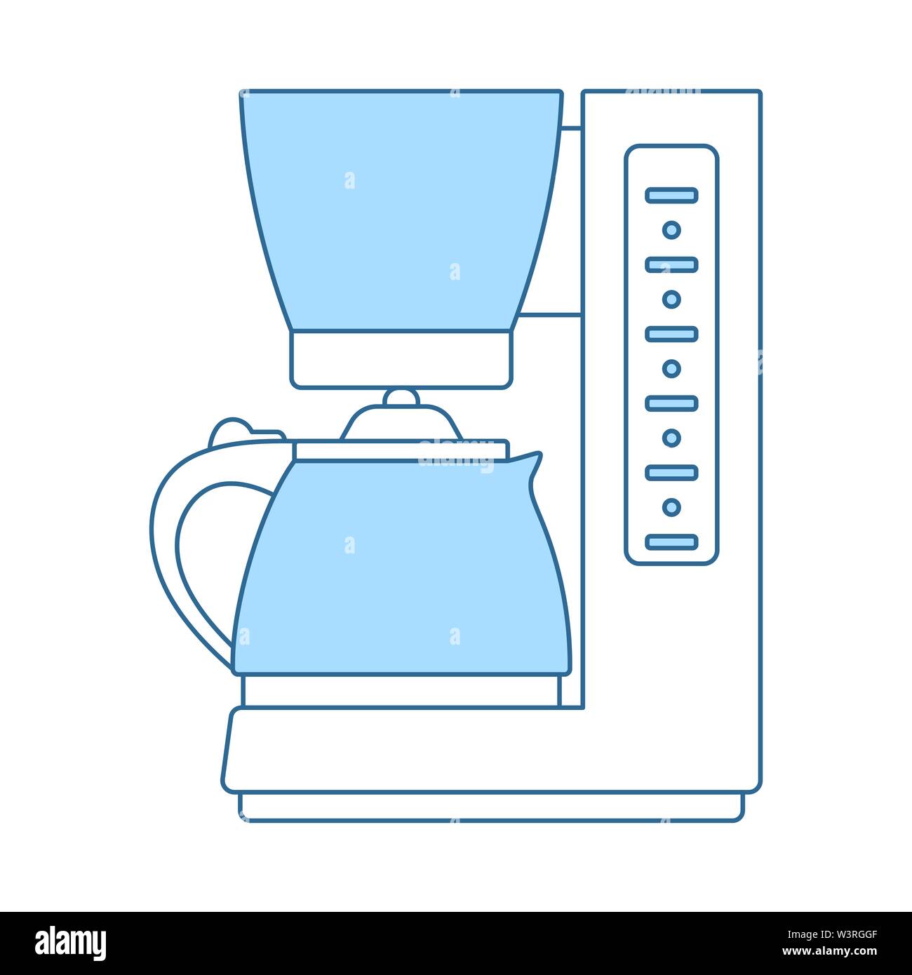 Kitchen Coffee Machine Icon. Thin Line With Blue Fill Design. Vector