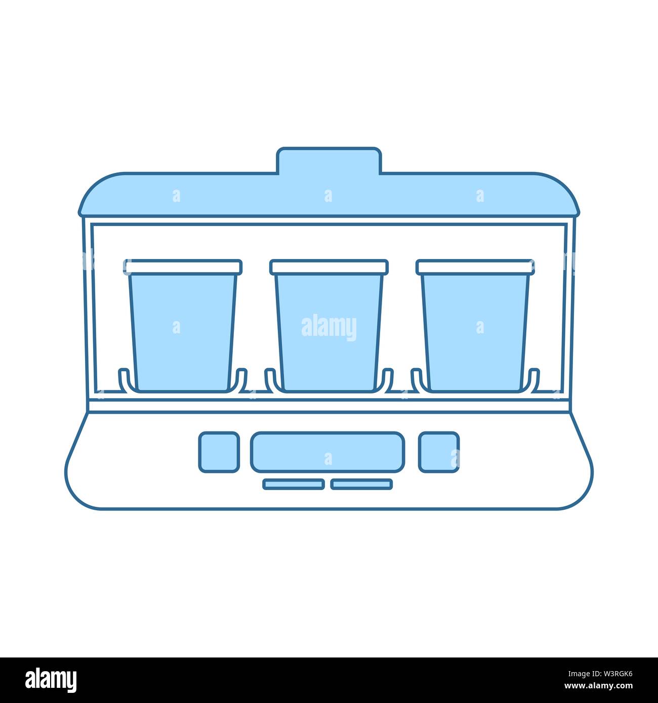 Yogurt Maker Machine Icon. Thin Line With Blue Fill Design. Vector Illustration. Stock Vector