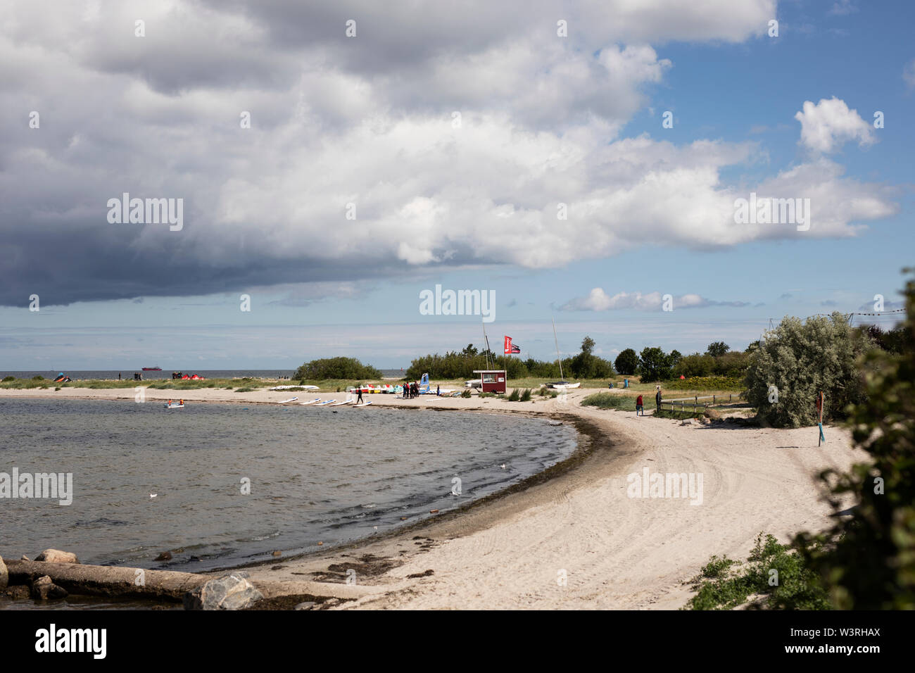 The beach in Laboe, Germany, on the Baltic Sea in the district of Plön, in Schleswig-Holstein. Stock Photo