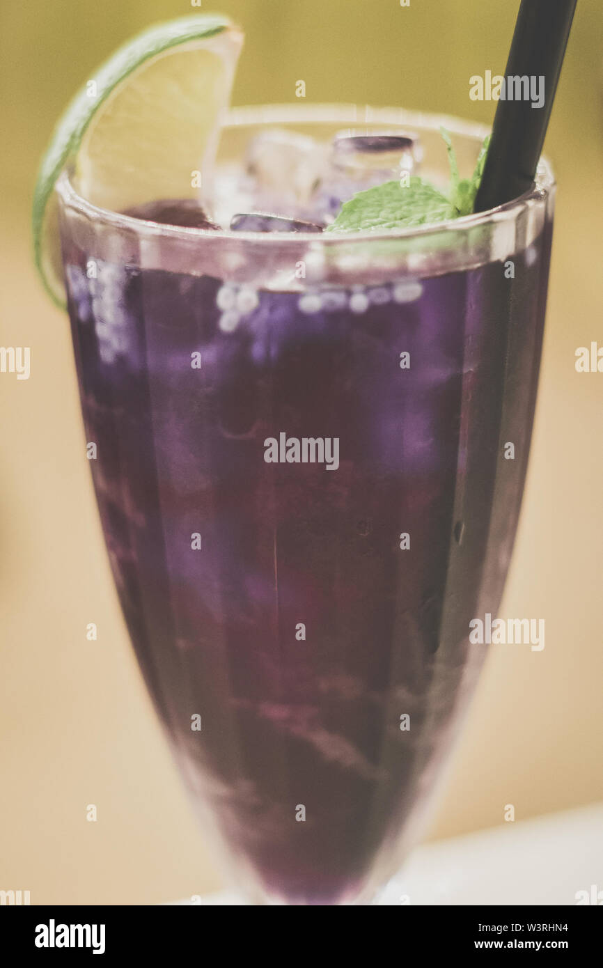 Butterfly Pea Flower Drink With Honey And Lemon Typical Malay Or Peranakan Drink Stock Photo Alamy