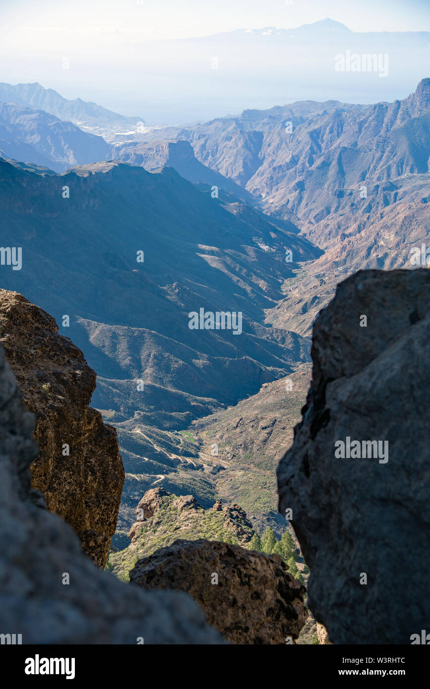 Viewpoint From The Roque Nublo Second Highest Place In Gran Canary 1813 Meters Above Sea Level Awesome View Of The Valley Below Stock Photo Alamy