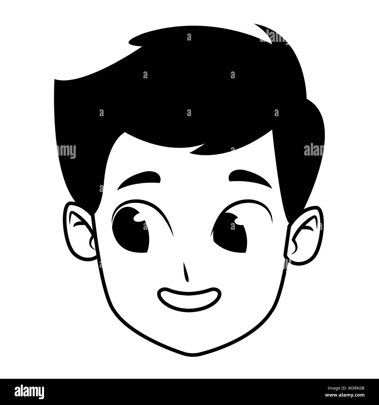 adorable cute young boy cartoon in black and white Stock Vector Image & Art  - Alamy