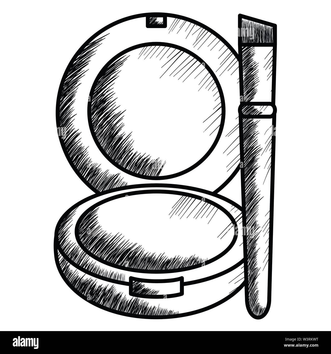 blush and brush make up drawing icon vector illustration design Stock