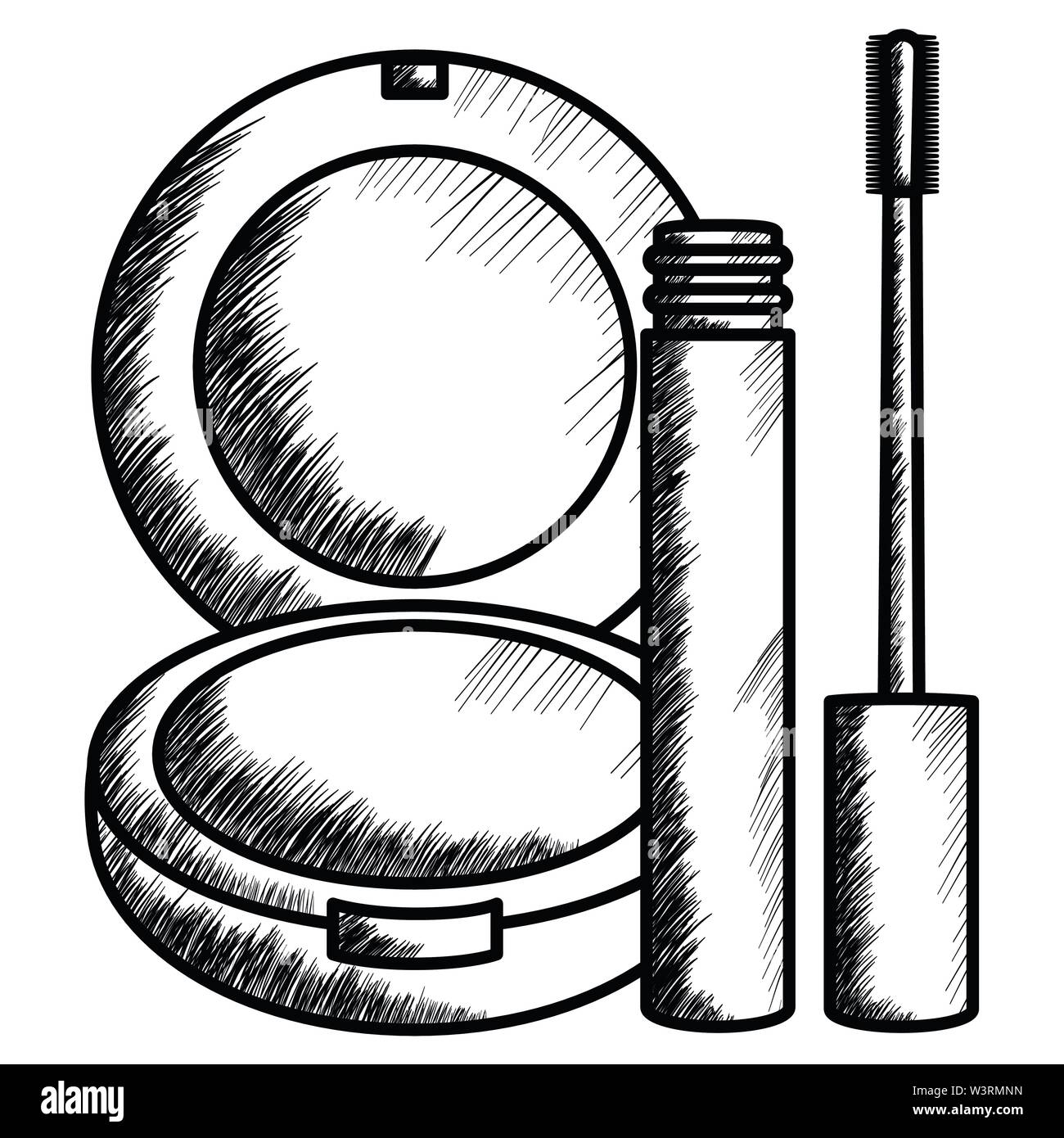 eyelash and blush make up drawing vector illustration design Stock