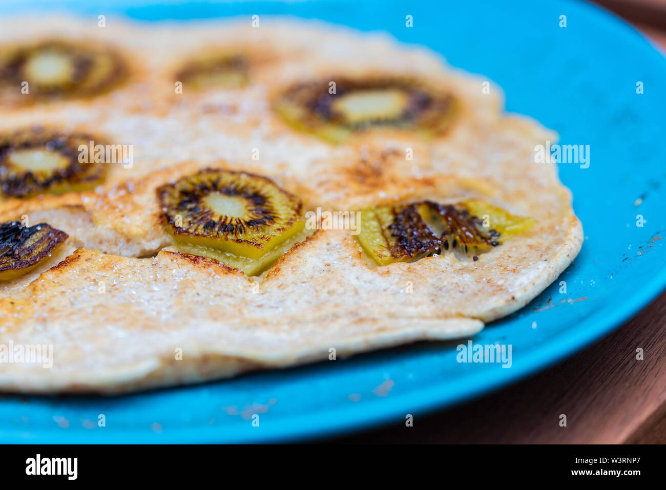 Delicious homemade pancakes on a bright plate Stock Photo