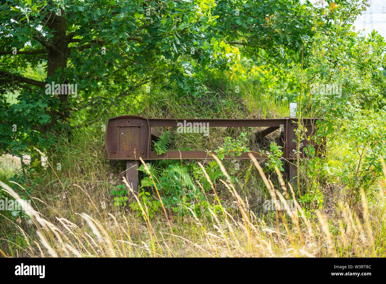 An old forgotten train carriage on a disused railway Stock Photo