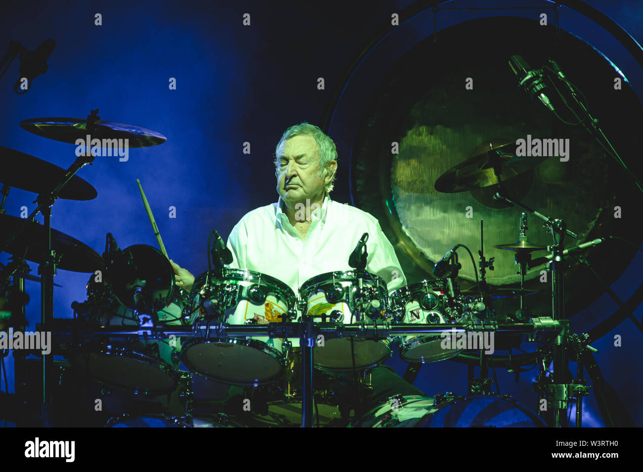 Nick Mason's Saucerful Of Secrets, the band led by Pink Floyd drummer, on tour this summer in Italy.Nick Mason's Saucerful Of Secrets are formed by Nick Mason, Gary Kemp, Guy Pratt, Lee Harris and Dom Beken. The concerts celebrate the first Pink Floyd musical works and include songs taken from the albums 'The Piper At The Gates of Dawn' and 'A Saucerful Of Secrets'. (Photo by Fabrizio Di Bitonto / Pacific Press) Stock Photo