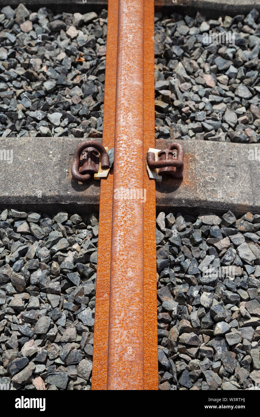 Rusty railway track near Limekilns Fife Scotland Stock Photo