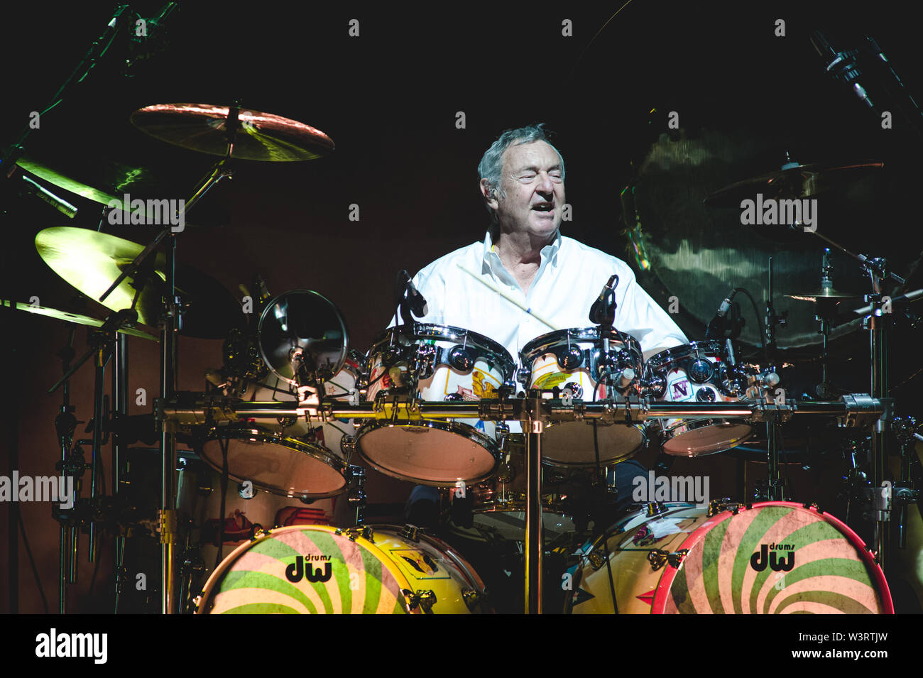 Roma, Italy. 16th July, 2019. Nick Mason's Saucerful Of Secrets, the band led by Pink Floyd drummer, on tour this summer in Italy.Nick Mason's Saucerful Of Secrets are formed by Nick Mason, Gary Kemp, Guy Pratt, Lee Harris and Dom Beken. The concerts celebrate the first Pink Floyd musical works and include songs taken from the albums 'The Piper At The Gates of Dawn' and 'A Saucerful Of Secrets'. Credit: Fabrizio Di Bitonto/Pacific Press/Alamy Live News Stock Photo