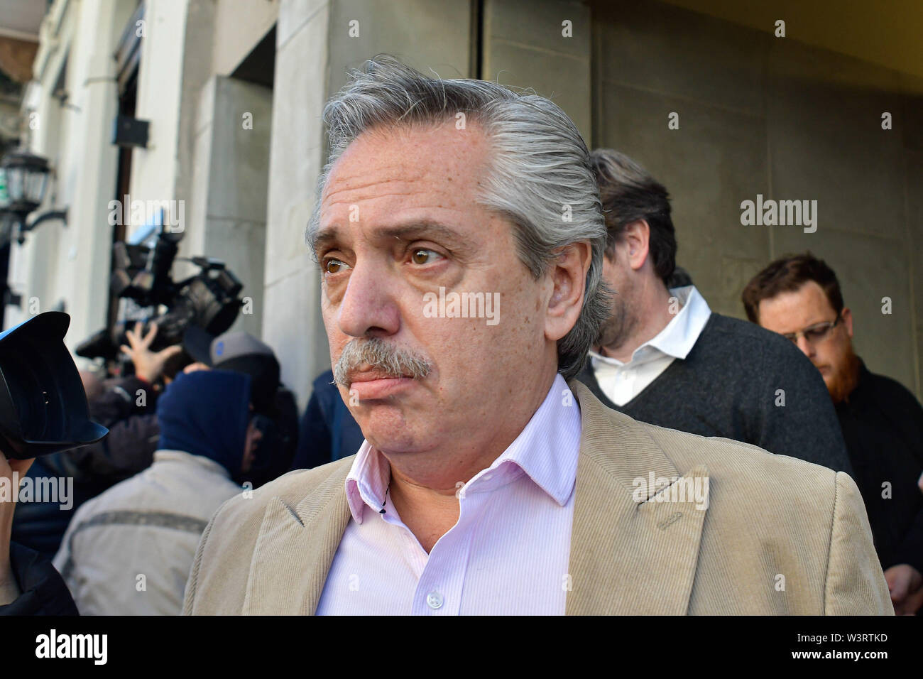 Buenos Aires, Buenos Aires, Argentina. 17th July, 2019. ALBERTO FERNANDEZ, Presidential candidate with the front TODOS, arrives at a campaign meeting ahead of the upcoming general elections. Credit: Patricio Murphy/ZUMA Wire/Alamy Live News Stock Photo