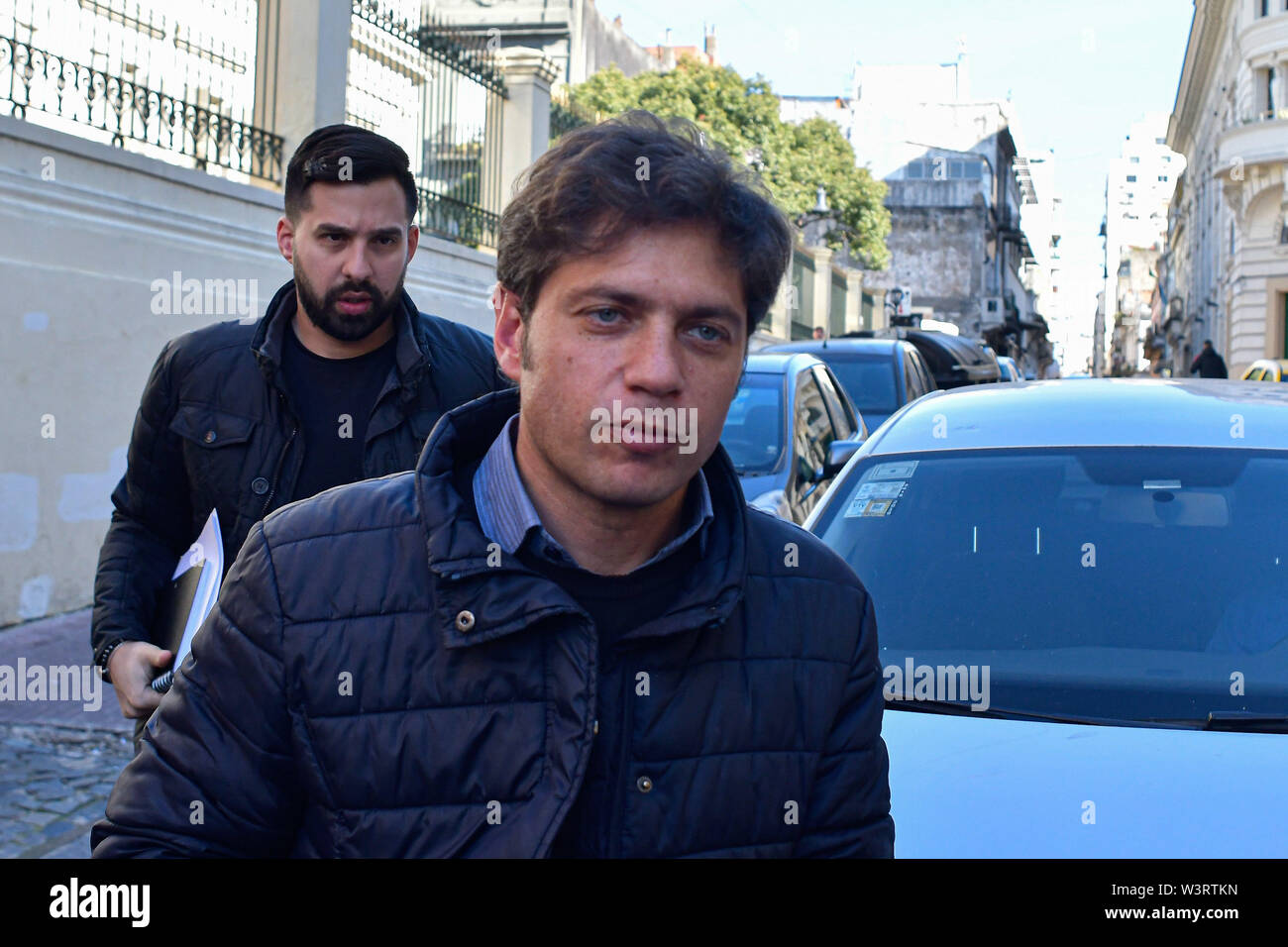 Buenos Aires, Buenos Aires, Argentina. 17th July, 2019. Congressman AXEL KICILOFF running for Governor of Buenos Aires Province with the front TODOS, arrives at a campaign meeting ahead of the upcoming general elections. Credit: Patricio Murphy/ZUMA Wire/Alamy Live News Stock Photo