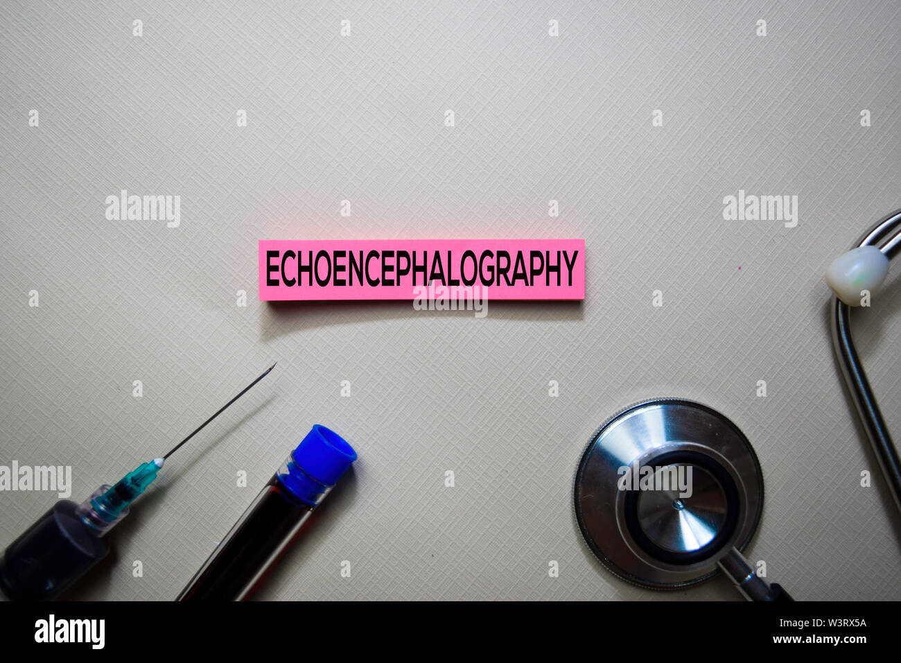 Echoencephalography text on Sticky Notes. Top view isolated on office desk. Healthcare/Medical concept Stock Photo