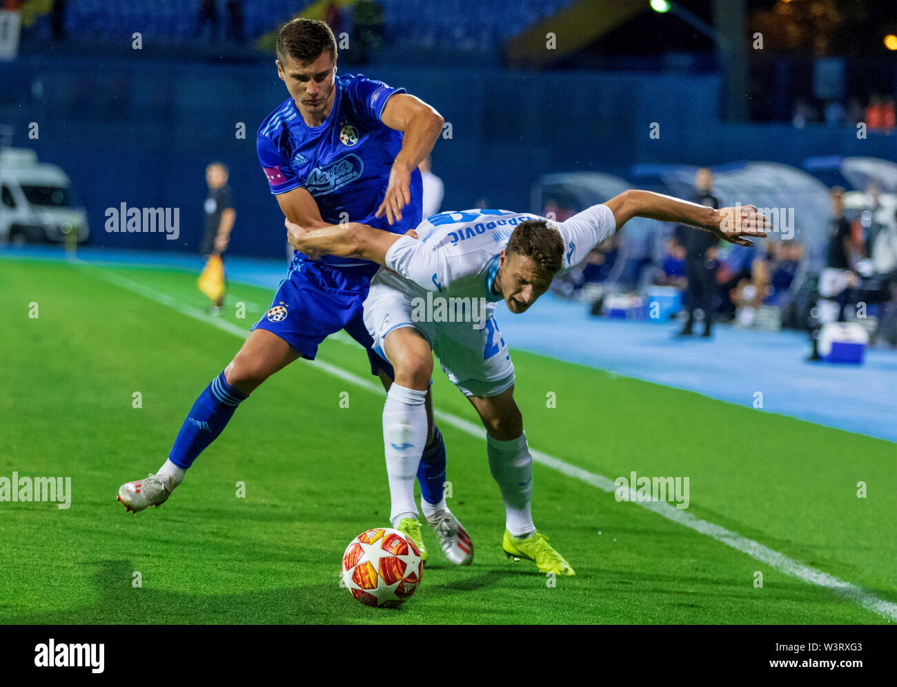 ZAGREB, CROATIA - JULY 13, 2019: Croatian league Supercup, GNK Dinamo vs. HNK  Rijeka. In action Momcilo RASPOPOVIC (29) and Amer GOJAK (14 Stock Photo -  Alamy