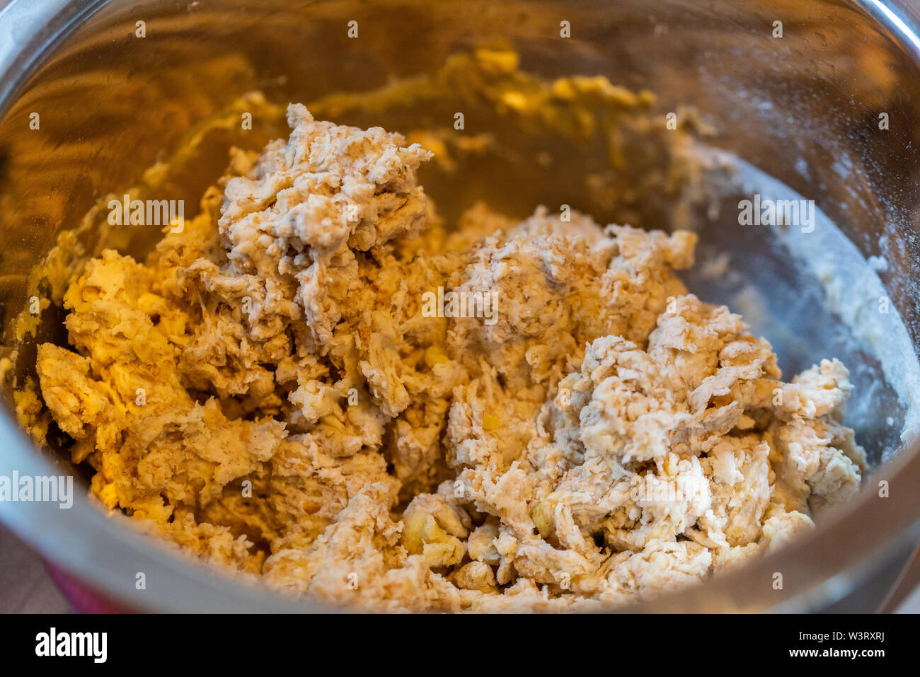 Bowl of pastries for fresh delicious pizza dough Stock Photo