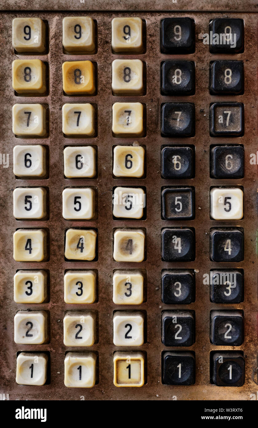 Backgrounds and textures: very old obsolete numeric keyboard Stock Photo