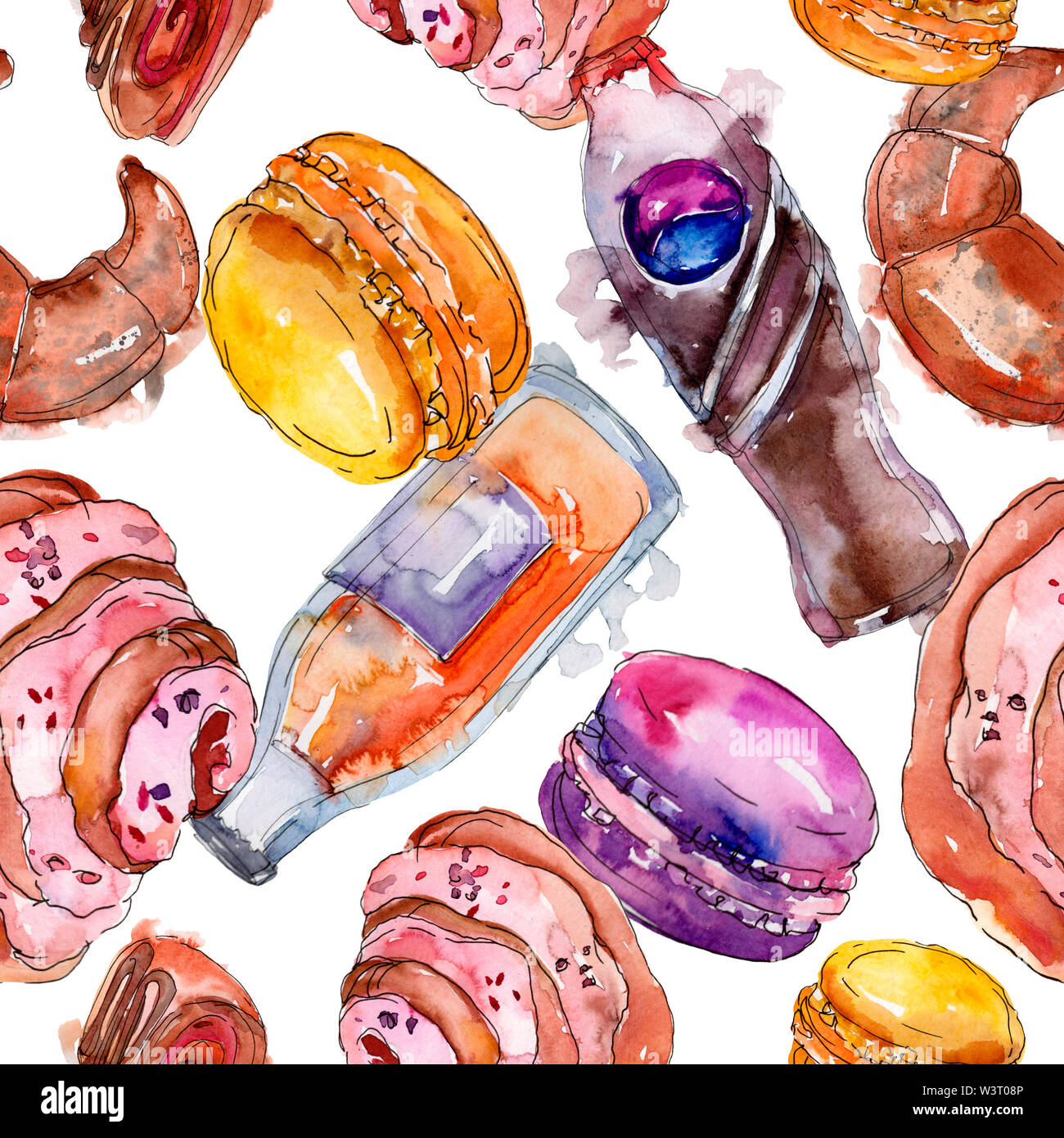 Tasty cake and desserts in a watercolor style. Watercolour illustration ...