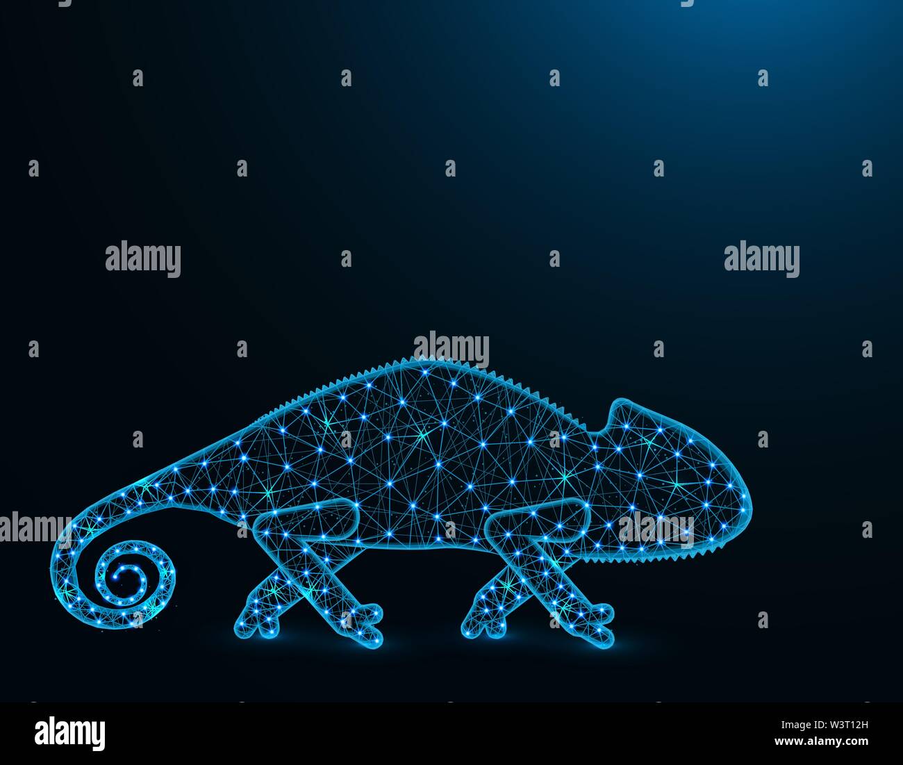 Lizard Chameleon Low Poly Model African Animal Abstract Graphics Reptile Polygonal Wireframe Vector Illustration On Dark Blue Background Stock Vector Image Art Alamy