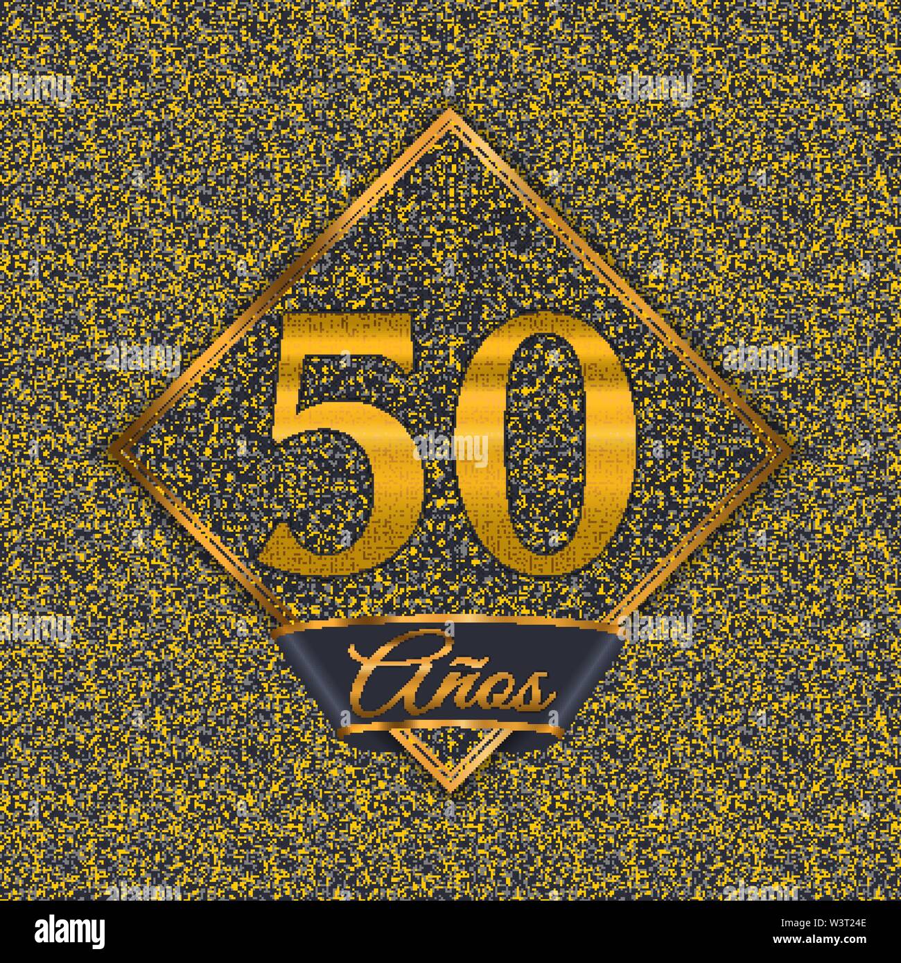 Spanish Golden Number Fifty Years 50 Years Celebration Design 