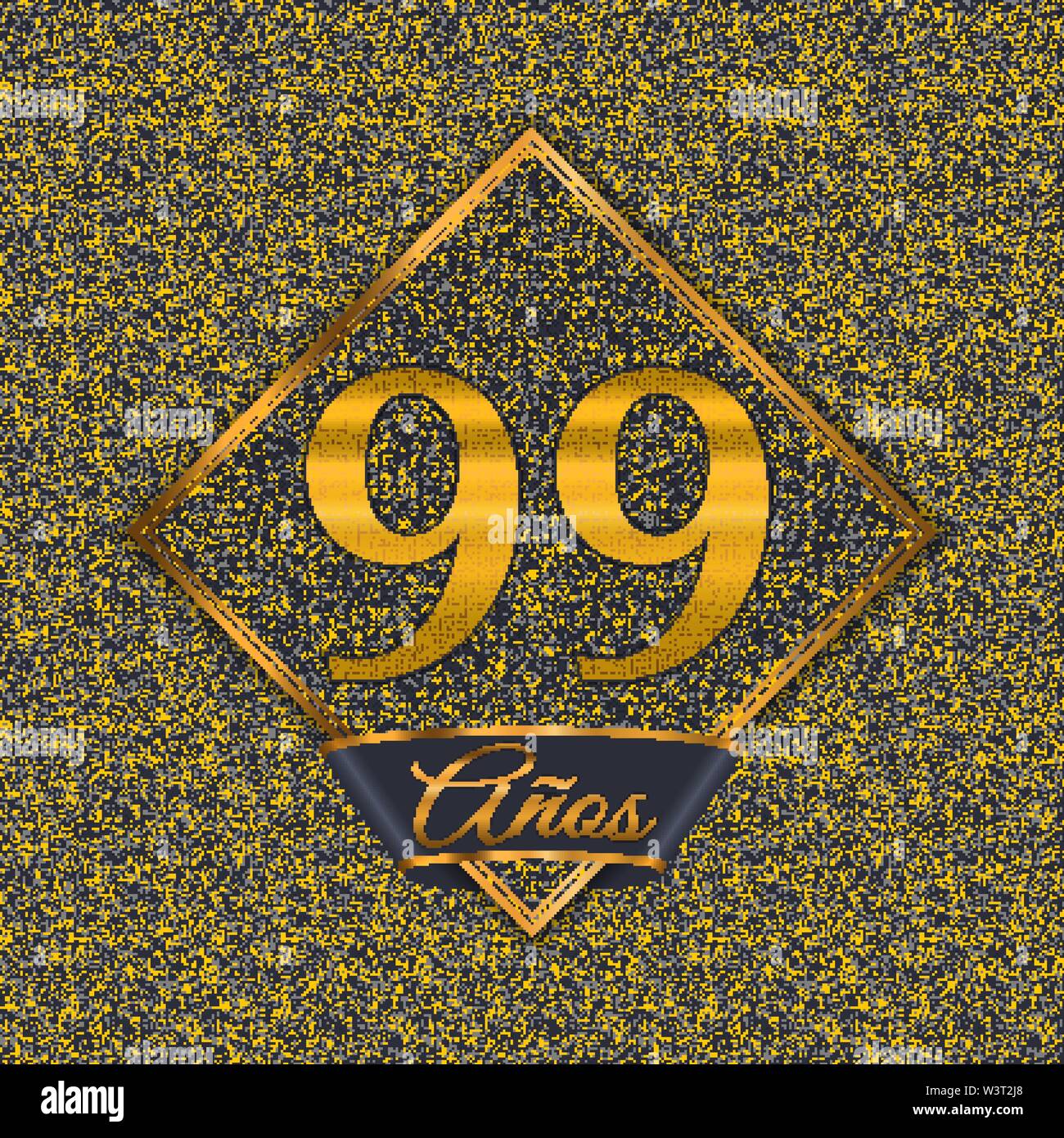 Spanish golden number years (99 years) celebration design