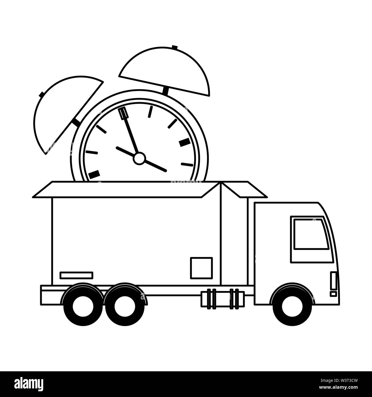 pix Delivery Truck Cartoon Black And White https www alamy com logistic and delivery shipping cartoon in black and white image260529049 html
