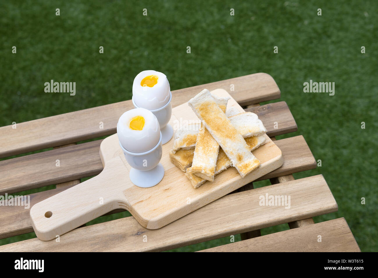 Traditional Soft Boiled Eggs & Toast Breakfast Stock Photo Alamy