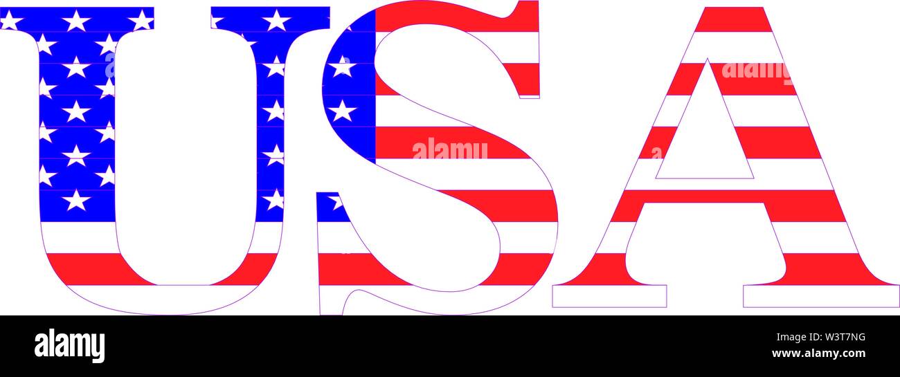 Word USA with american flag. Vector illustration EPS10 Stock Vector