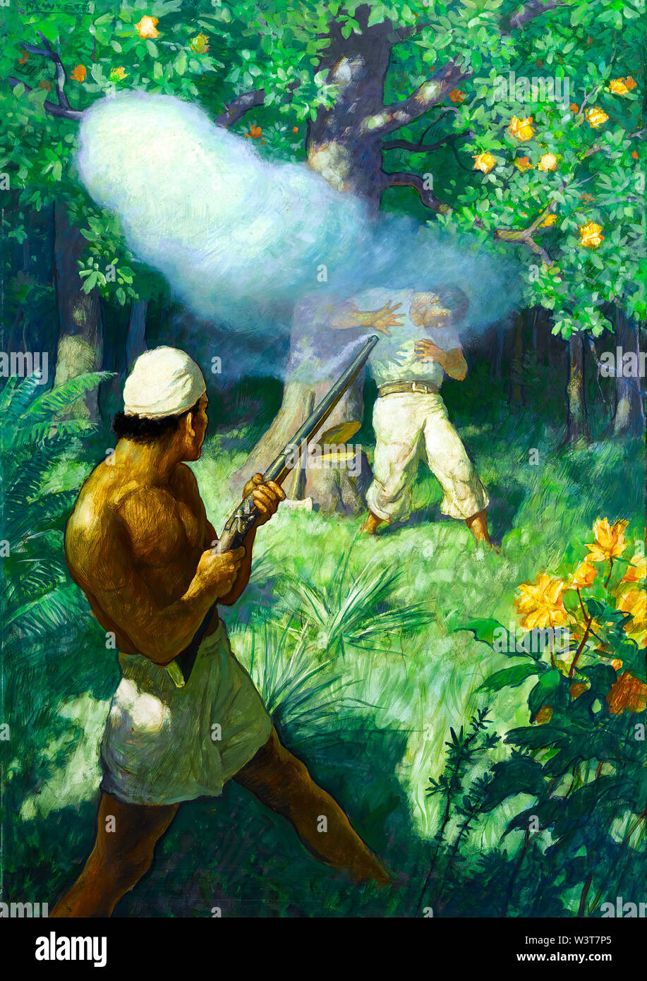 NC Wyeth the Chief Raised His Musket and Fired the Assassination of Fletcher Christian Stock Photo
