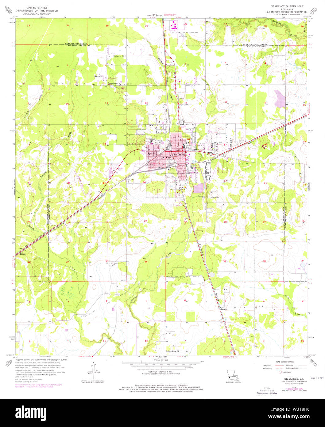 USGS TOPO Map Louisiana LA De Quincy 331804 1956 24000 Restoration Stock Photo