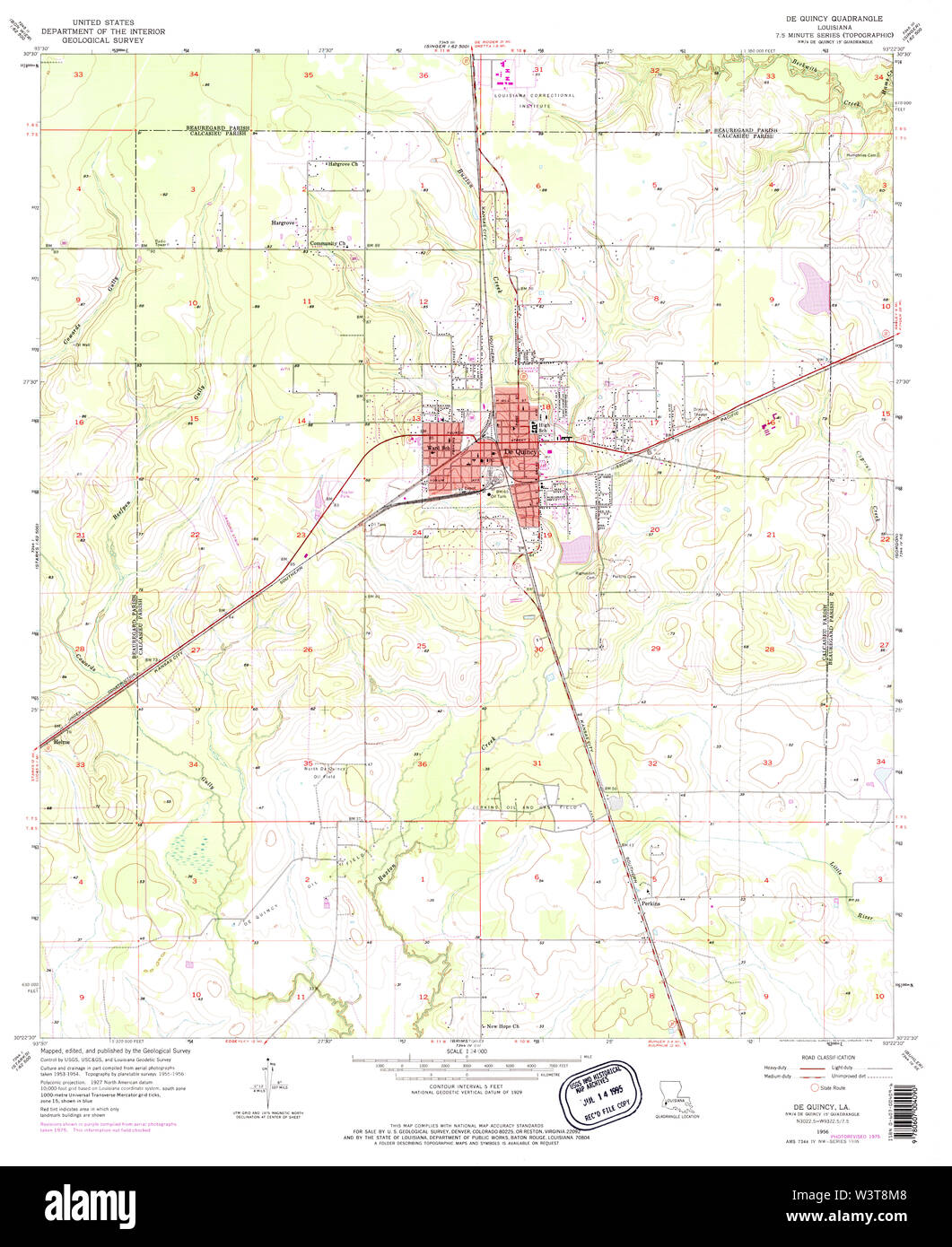 USGS TOPO Map Louisiana LA De Quincy 331805 1956 24000 Restoration Stock Photo