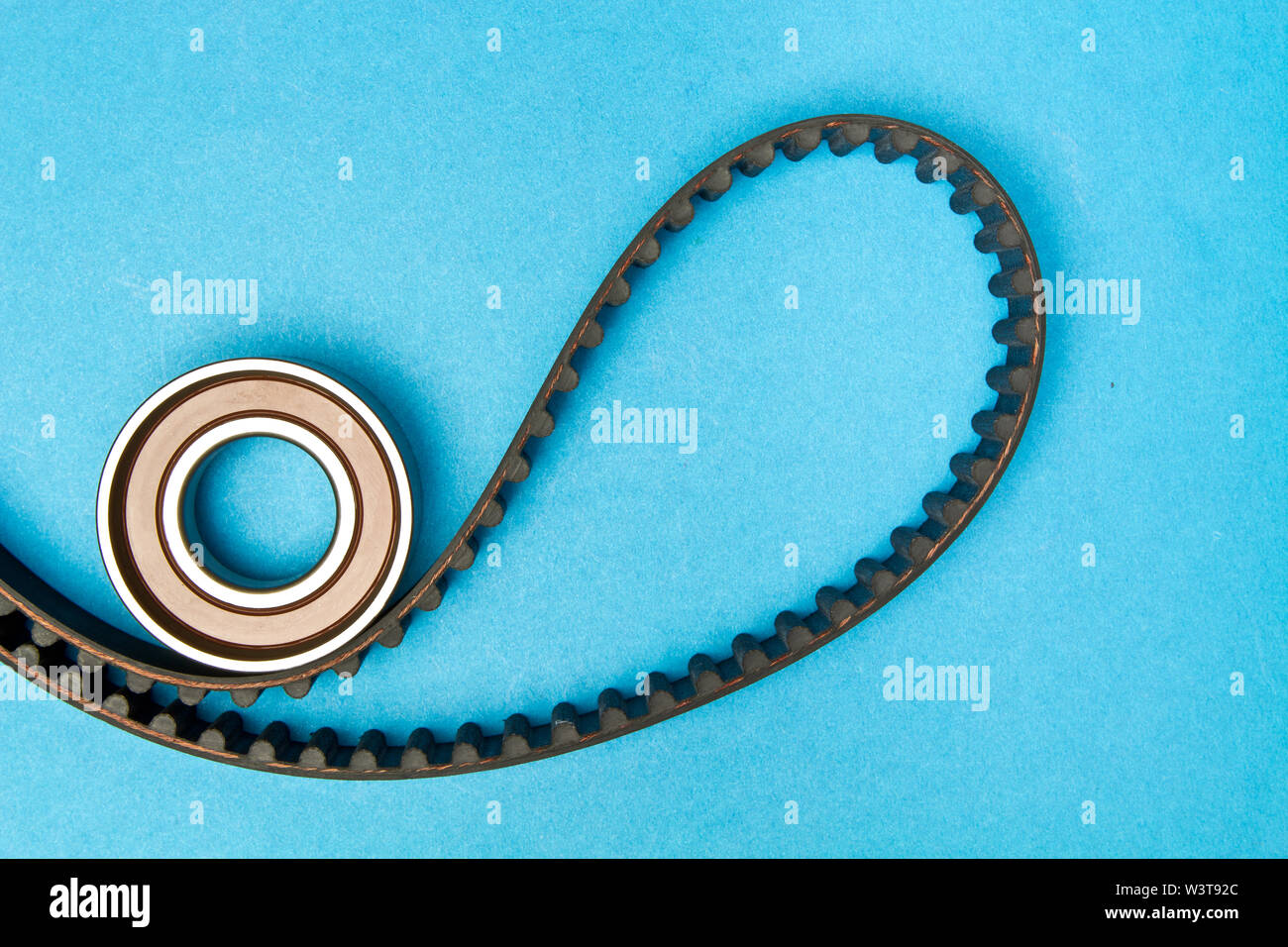 Timing belt with rollers on background .Kit of timing belt for car